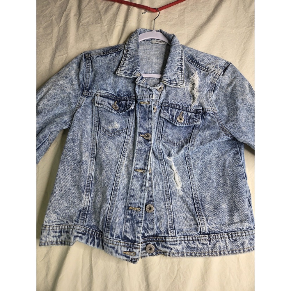 Vintage Y2K Highway Jeans Distressed Acid Wash Denim Jacket Women's M